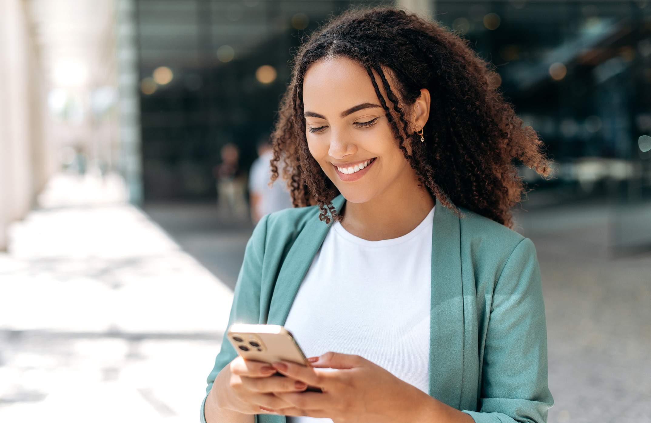 Woman paying by phone